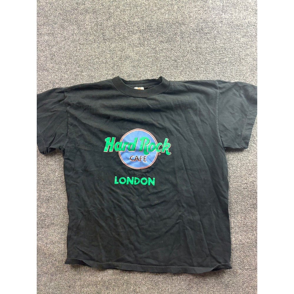 Vintage Hard Rock Cafe T-Shirt Mens Medium Black London Logo Cotton Tee